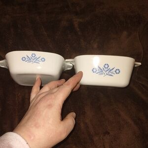 2 Small Corningware Cornflower Casserole Dishes B-41 & B-43